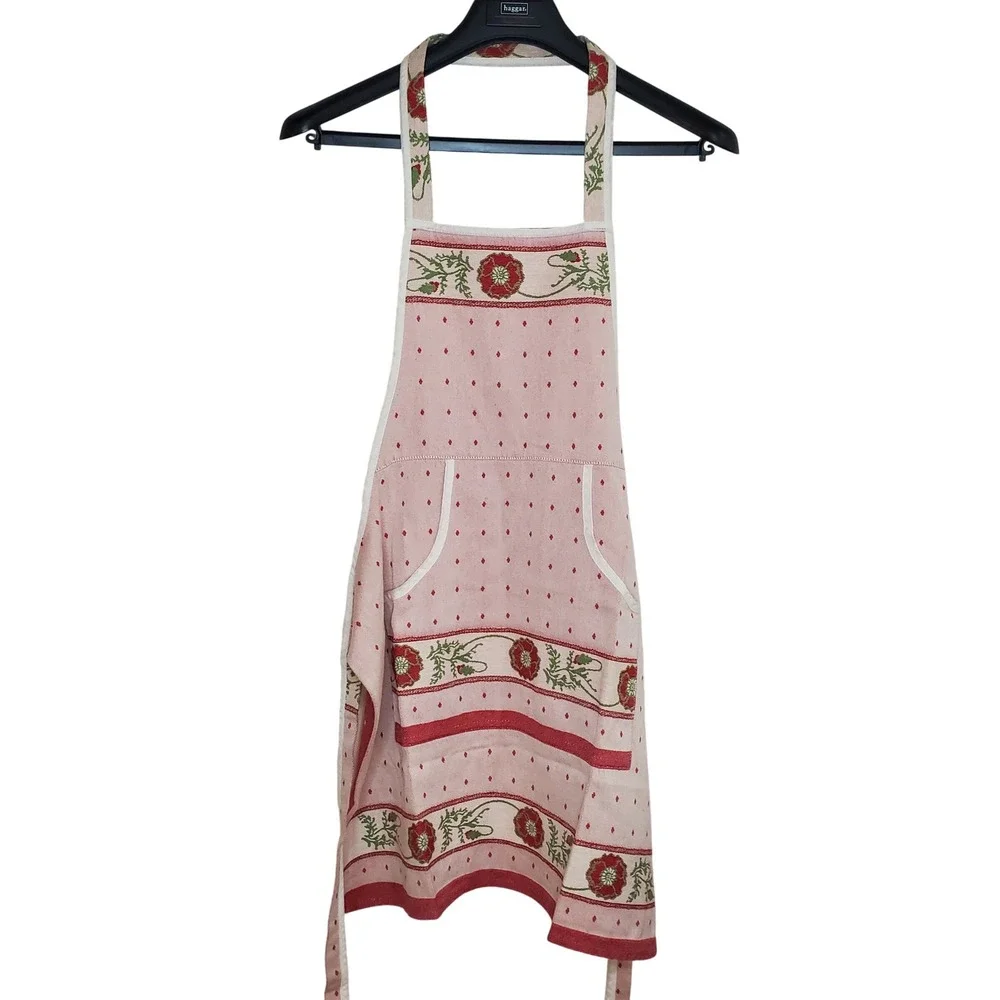 Elias House Holland Red Floral Dot Cotton Apron Baking‎ Kitchen French Country